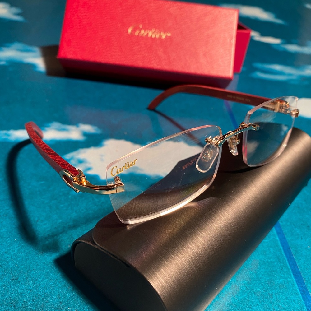 Cartier Rectangle Frame Rimless Glasses